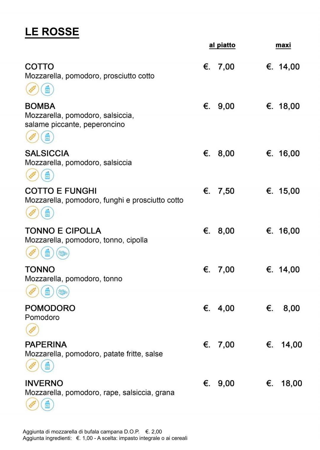 Menu di Pizzeria California 