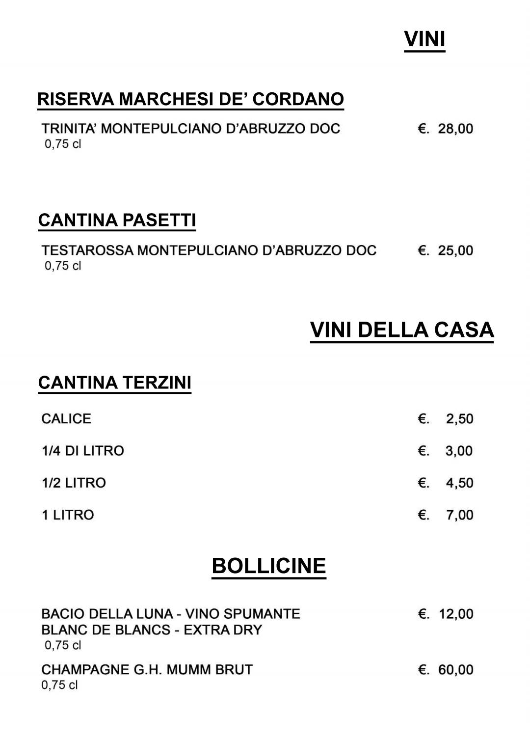 Menu di Pizzeria California 