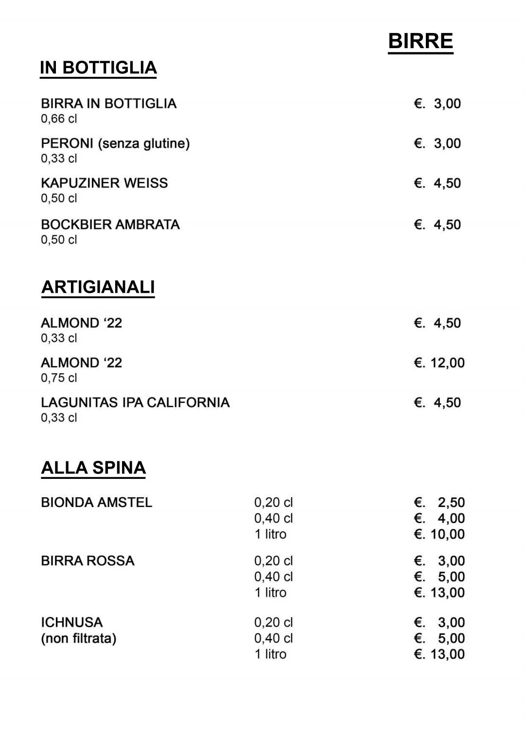 Menu di Pizzeria California 