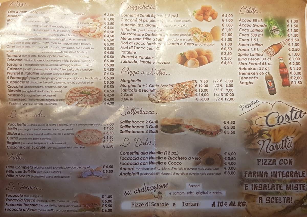Menu di Pizzeria Costa 