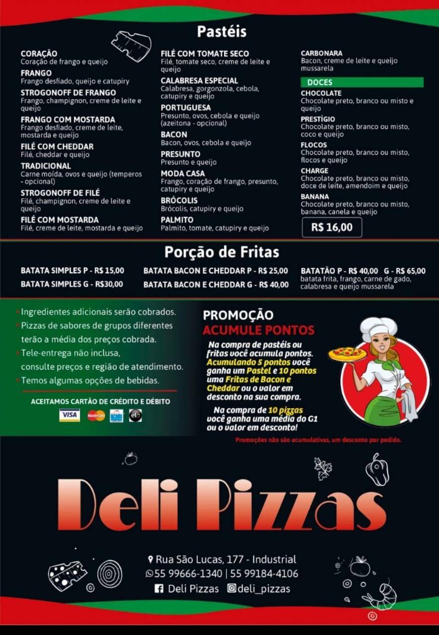 Deli Pizzas cardápio