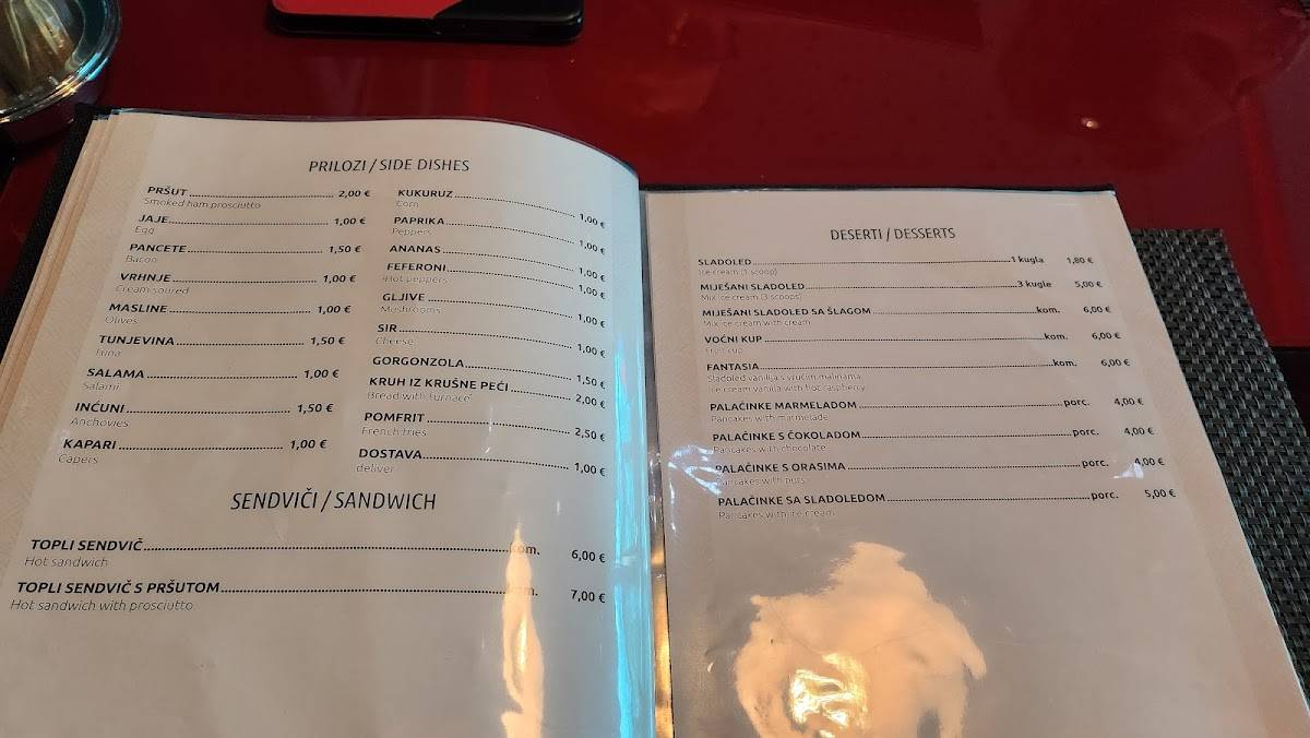 Menu di Pizzeria Fantasia 