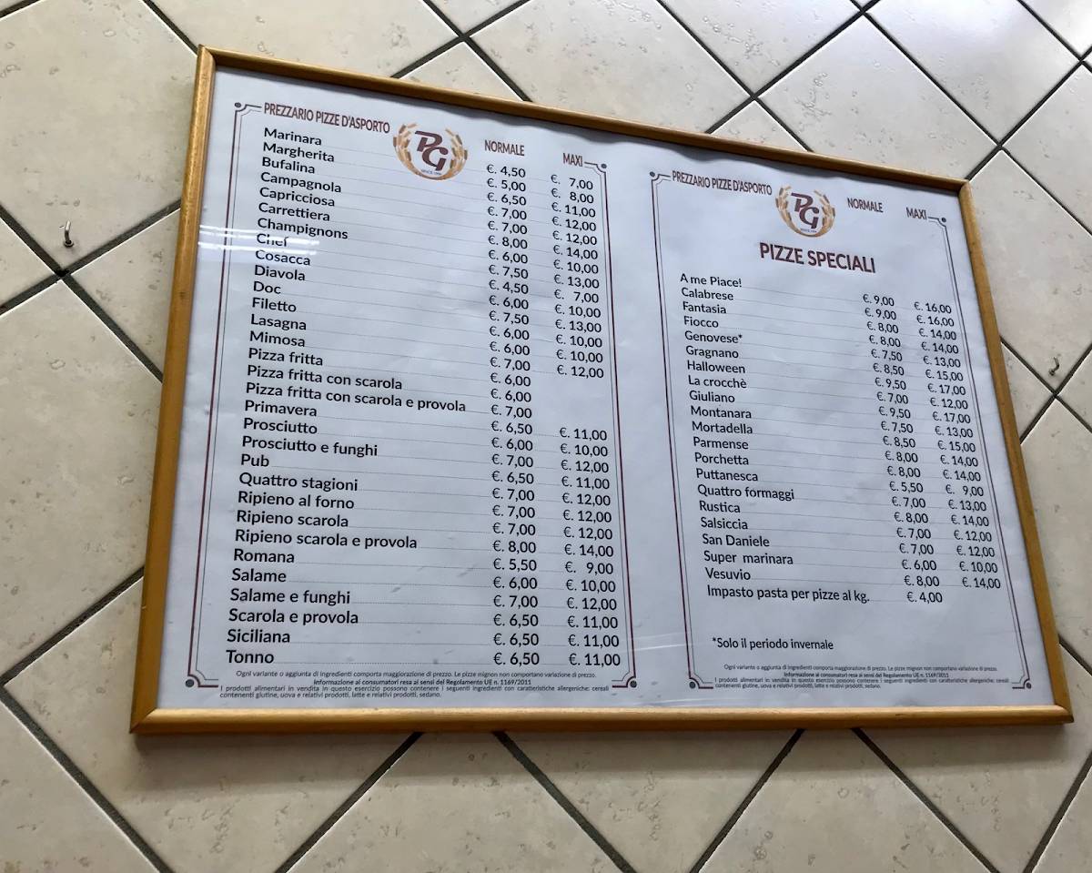 Menu di Pizzeria Giuliano 