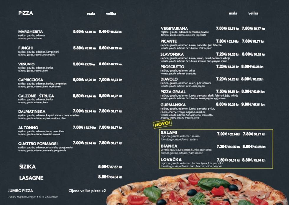 Menu di Pizzeria Graal 
