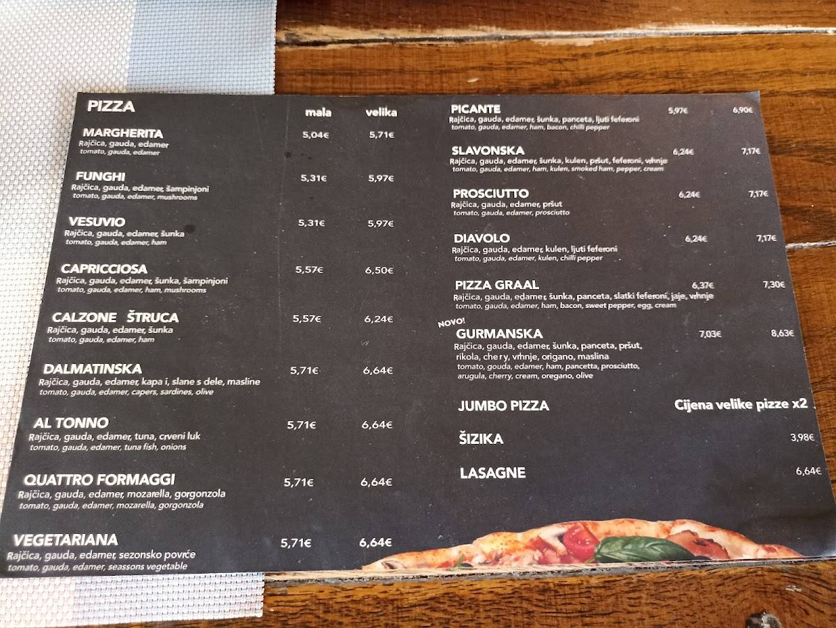Menu di Pizzeria Graal 