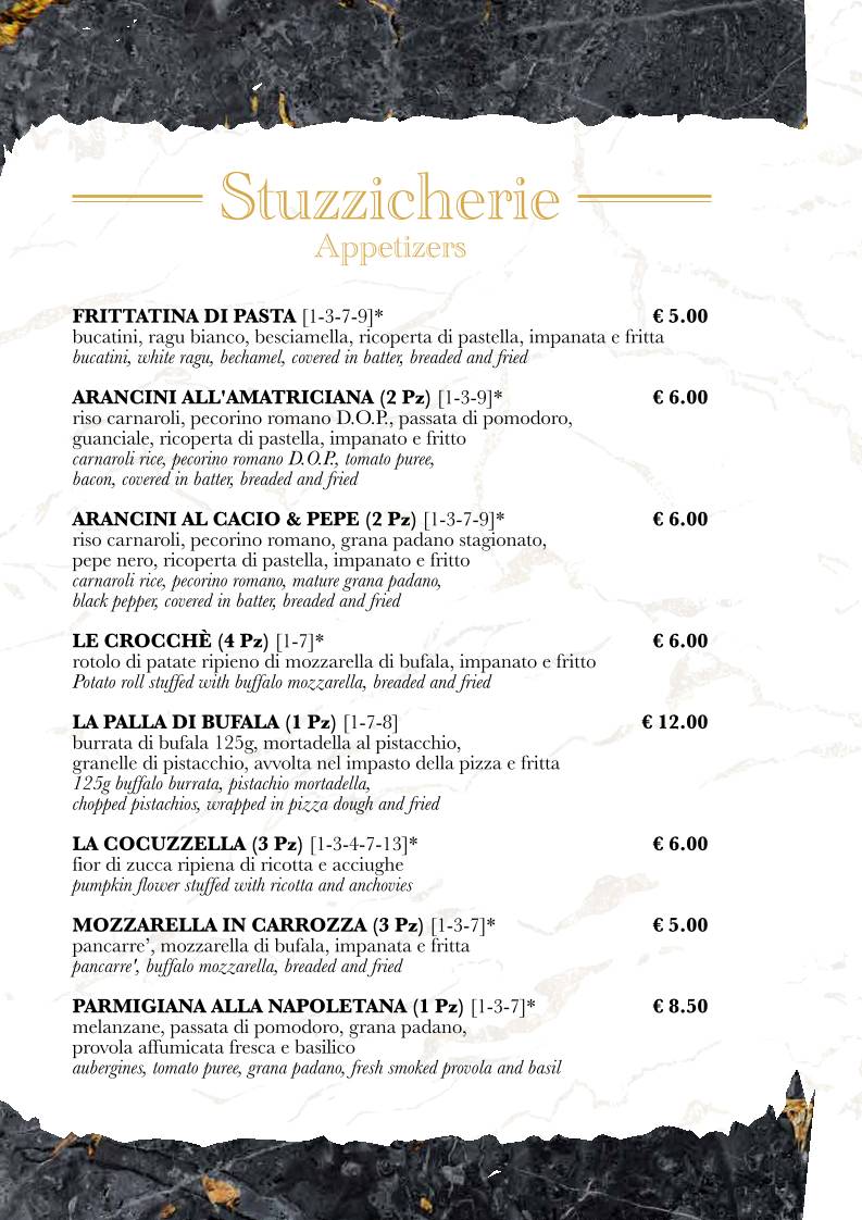 Menu di Pizzeria Grume Milano
