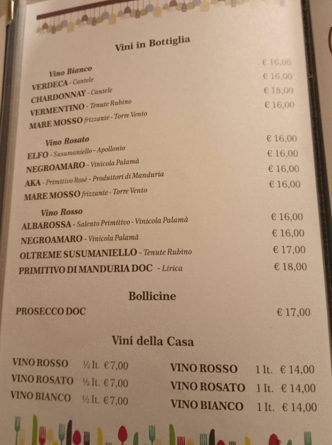 Menu di L'alternativa Pizzeria Ristorante 