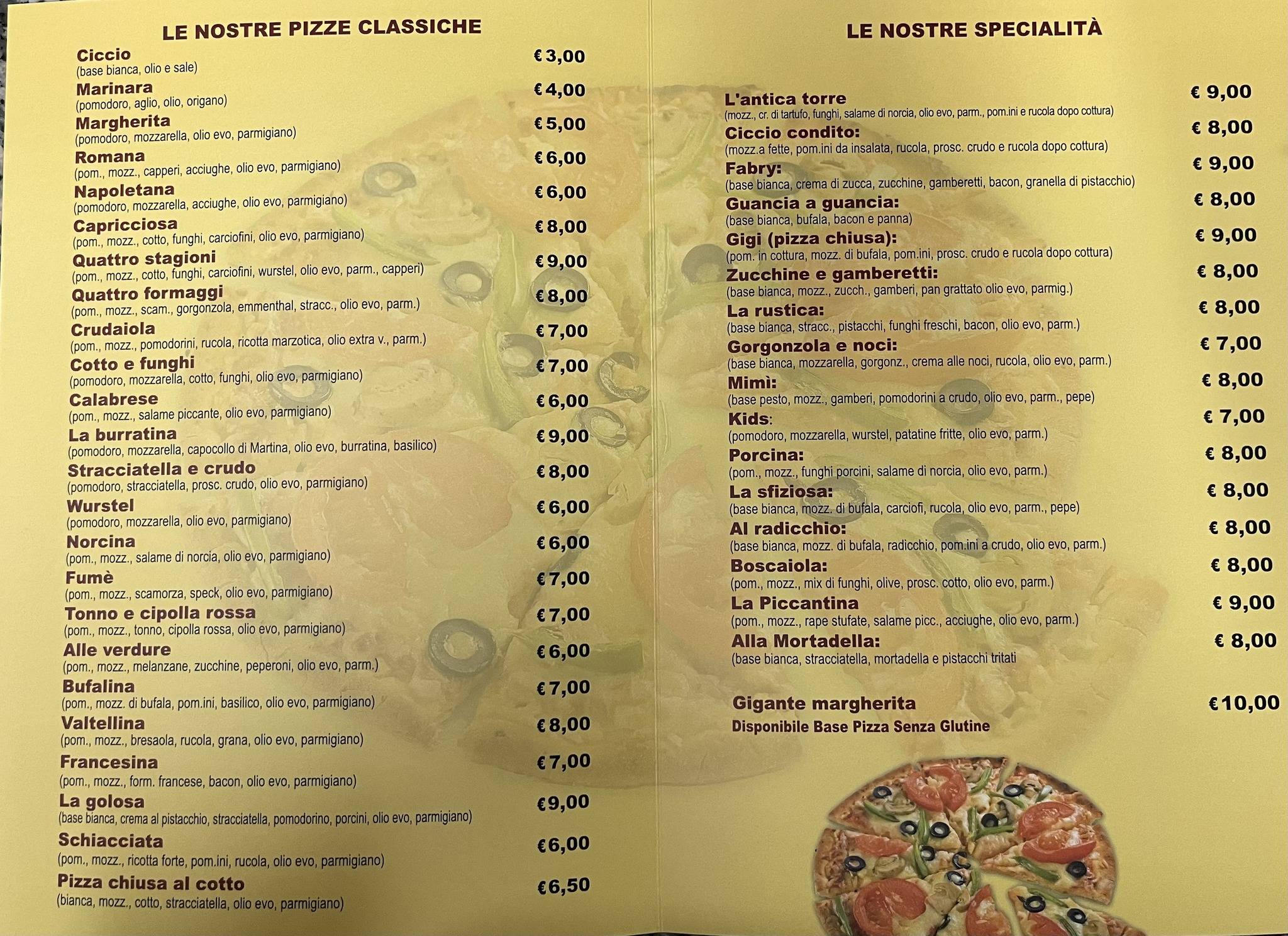 Menu au Pizzeria L’antica torre di Fabrizio tamma, Torre A Mare