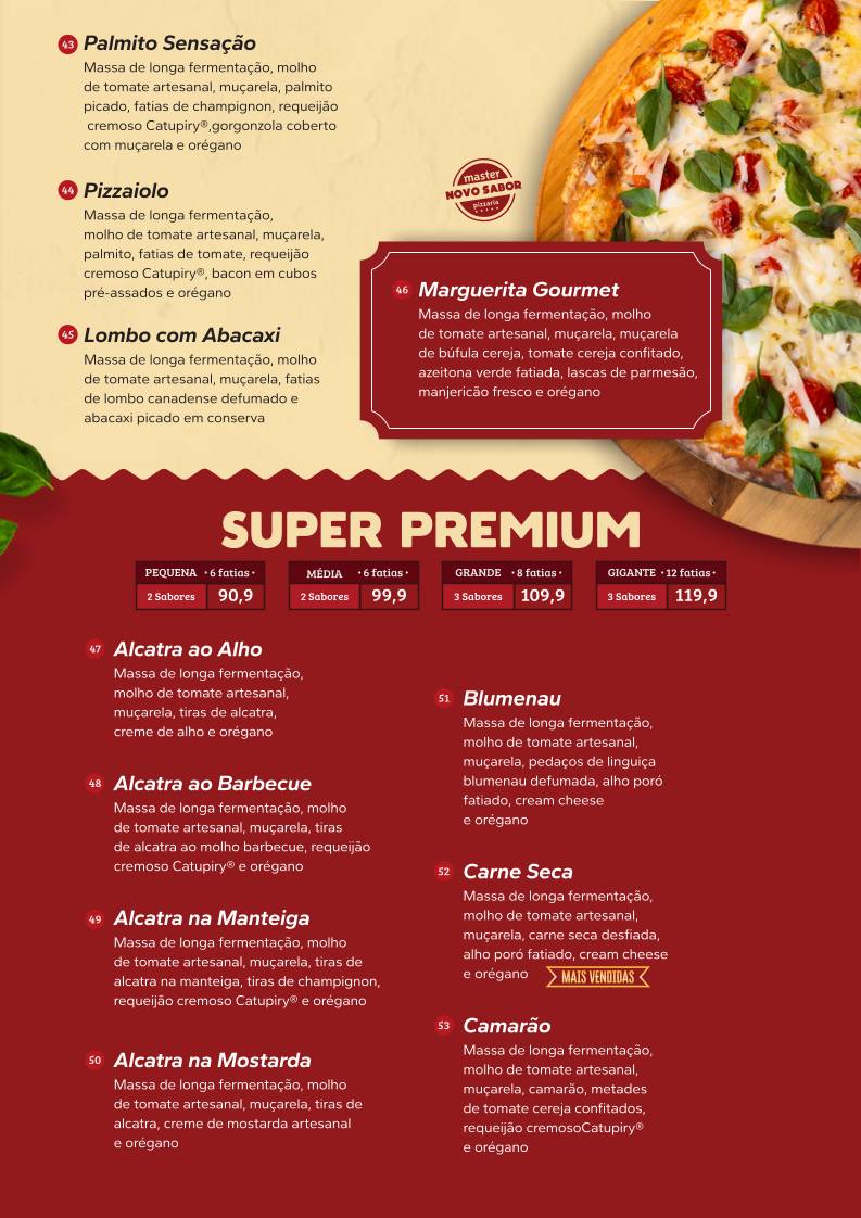 Master Pizzaria cardápio