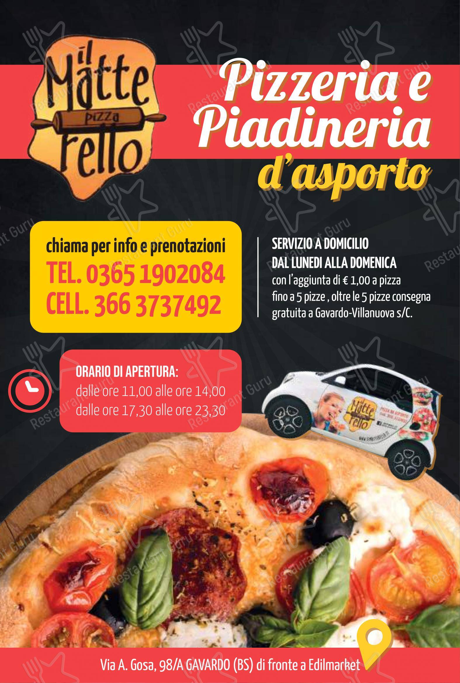Menu per Pizzeria Il Matterello in Gavardo