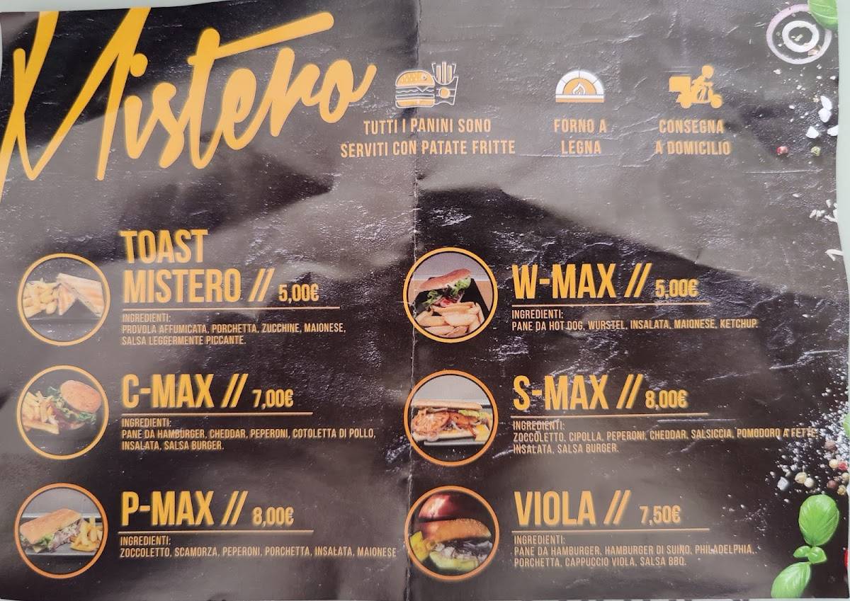 Menu di Pizzeria Hamburgeria Mistero 