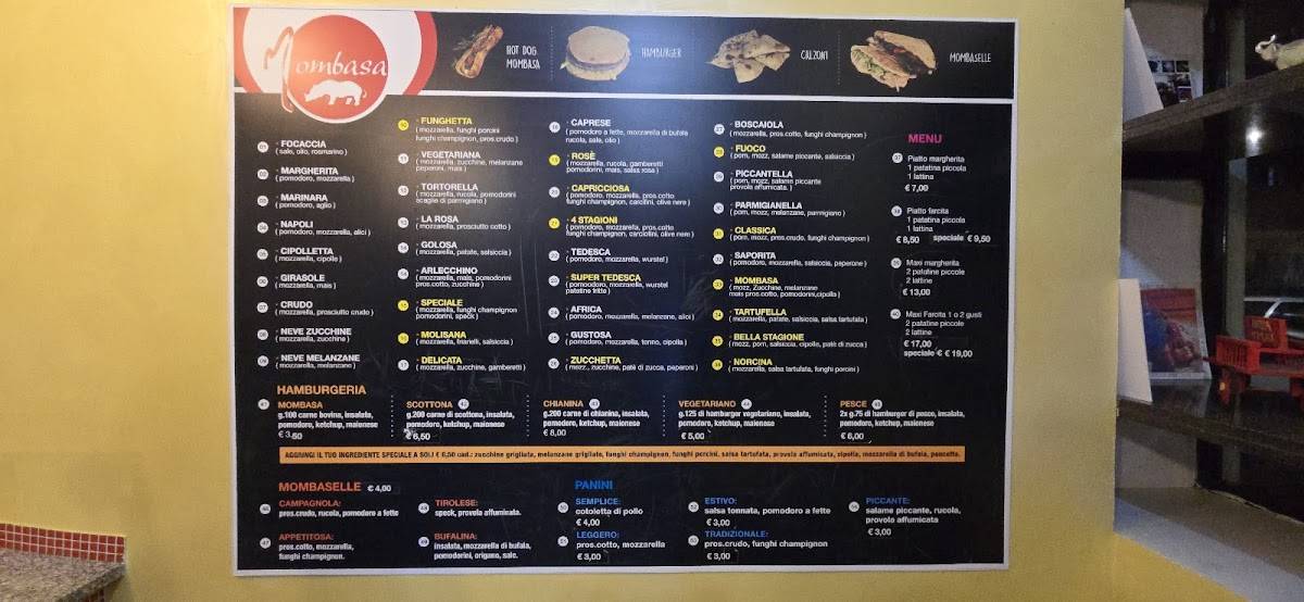 Menu di Pizzeria Mombasa 