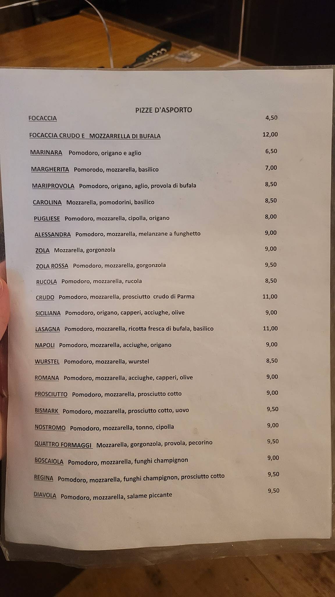 Menu di Nisida Verace Pizzeria Ristorante 