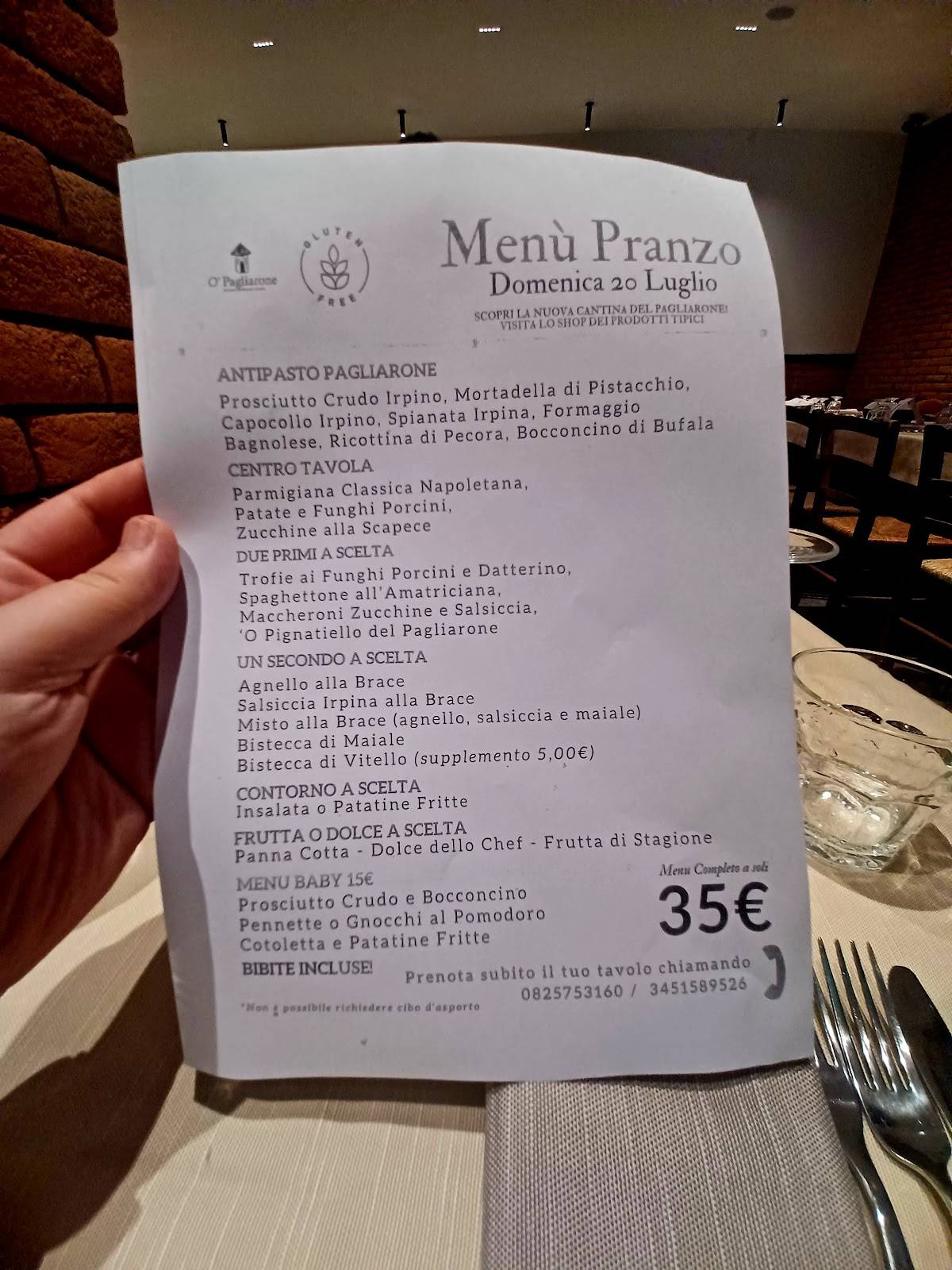 Menu di O' Pagliarone 