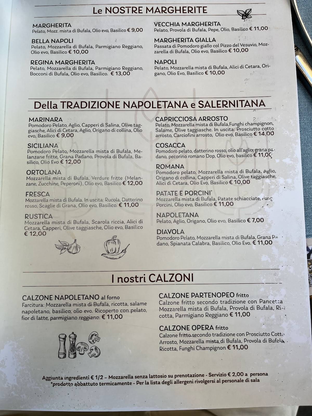 Menu di Pizzeria Opera 