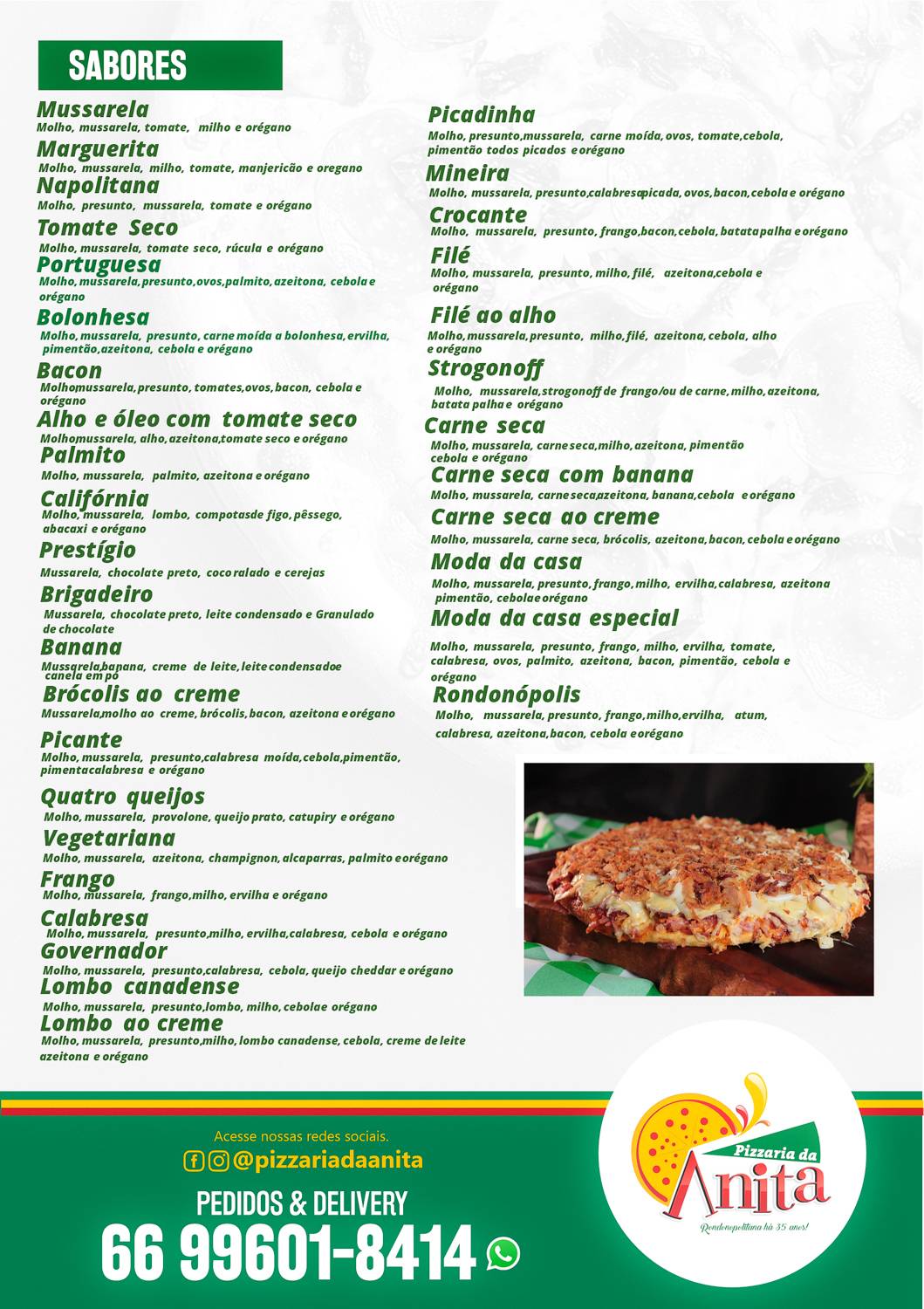 Pizzaria Da Anita cardápio