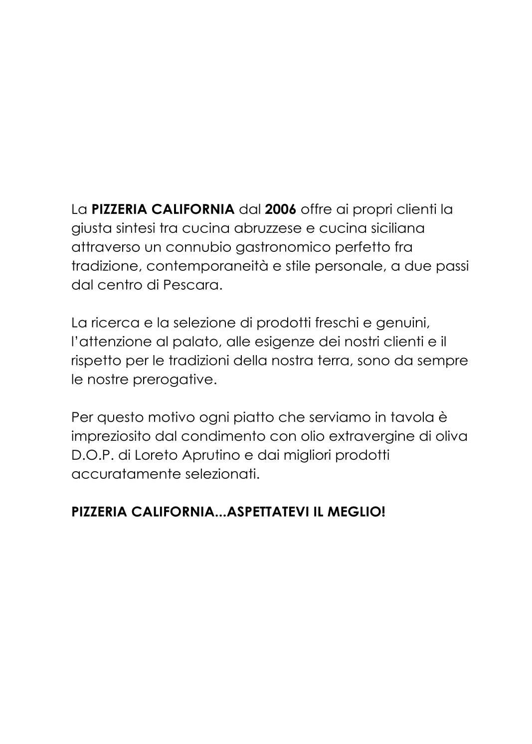 Menu di Pizzeria California 