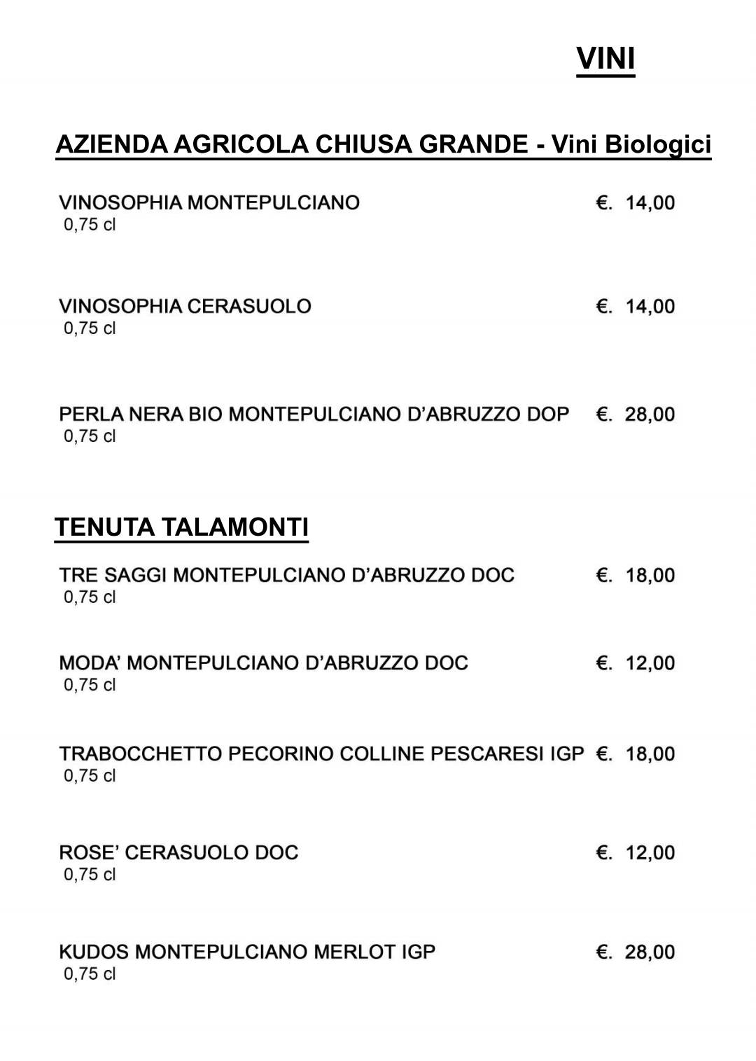 Menu di Pizzeria California 