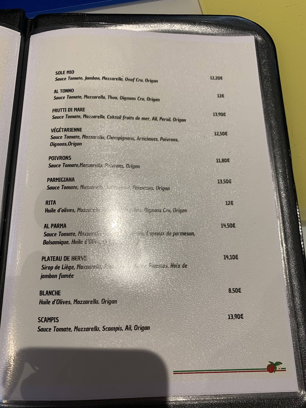 Menu de Chez Giova