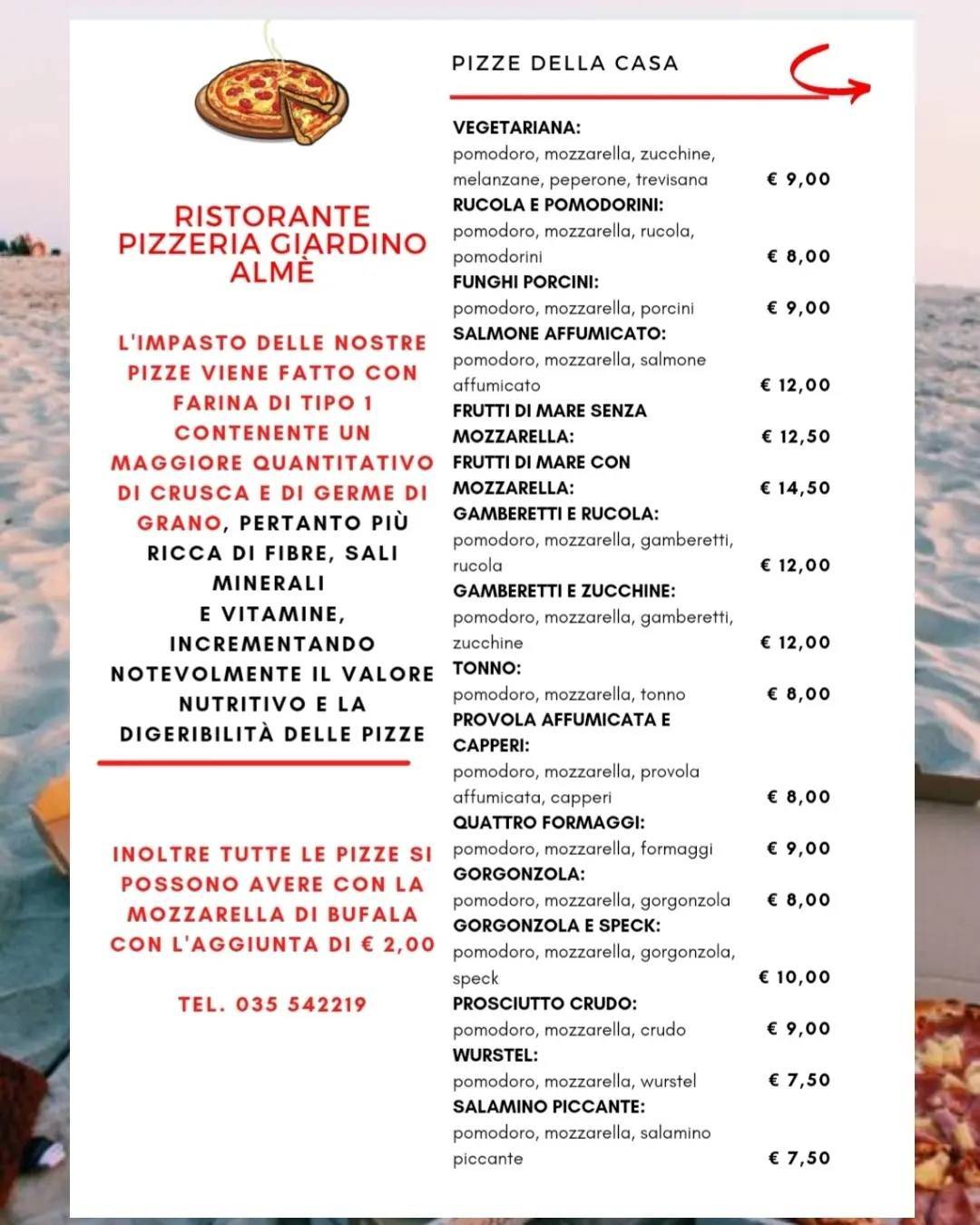 Menu di Pizzeria Ristorante Giardino 