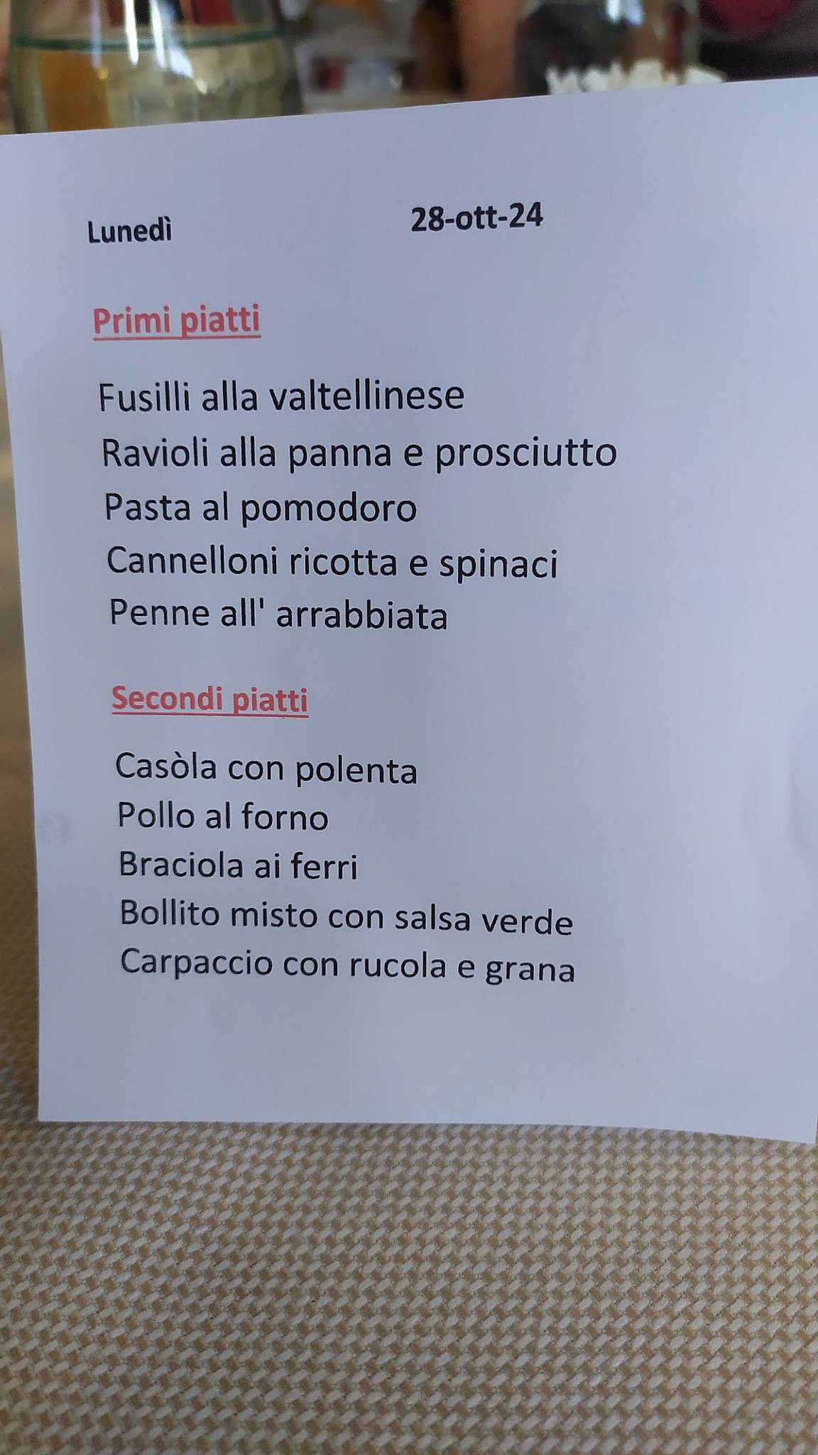 Menu di Ristorante Pizzeria Centauri 