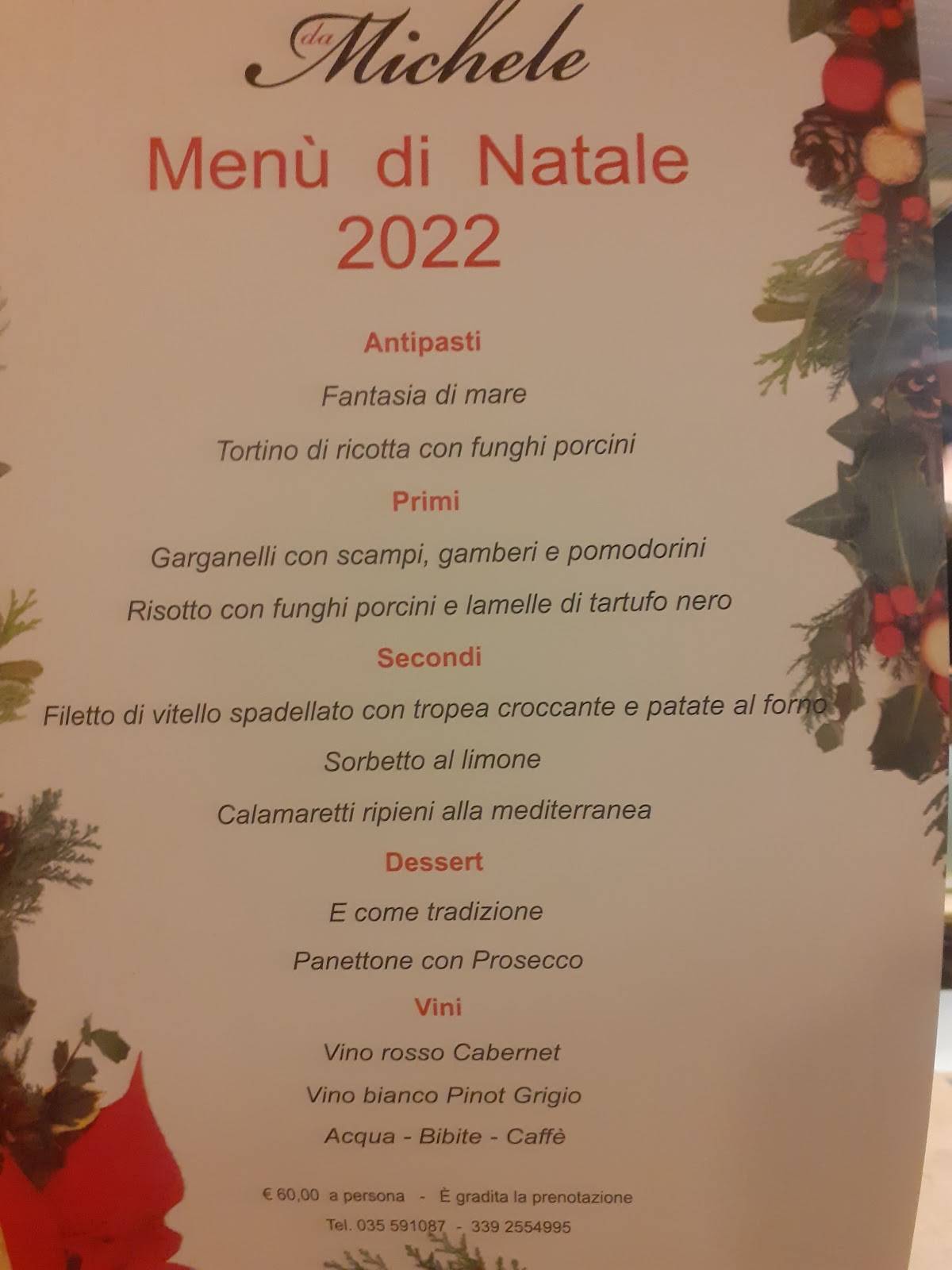 Menu di Ristorante Pizzeria Da Michele 