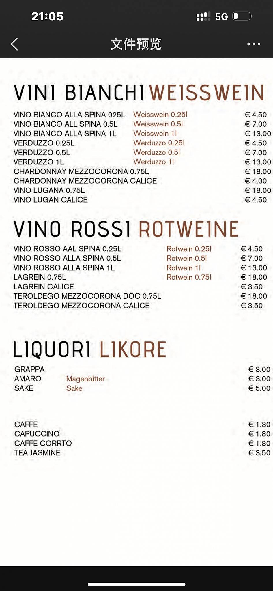 Menu di Pizzeria Ristorante Stelvio 