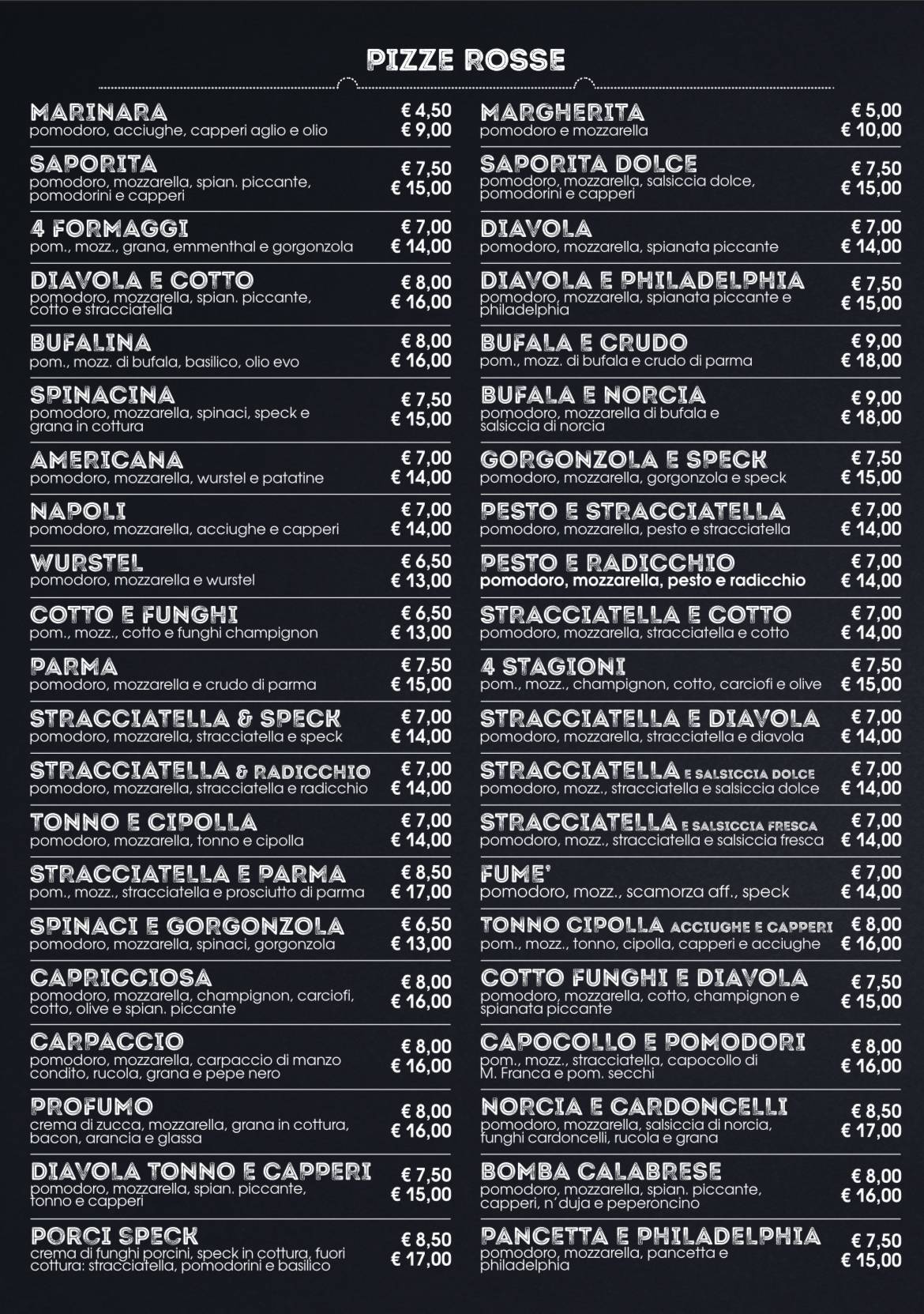Menu di Sale & Pepe pizzeria 