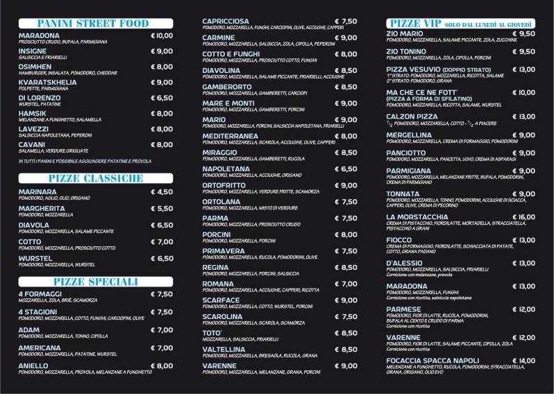 Menu di Pizzeria Spaccanapoli Paderno Dugnano