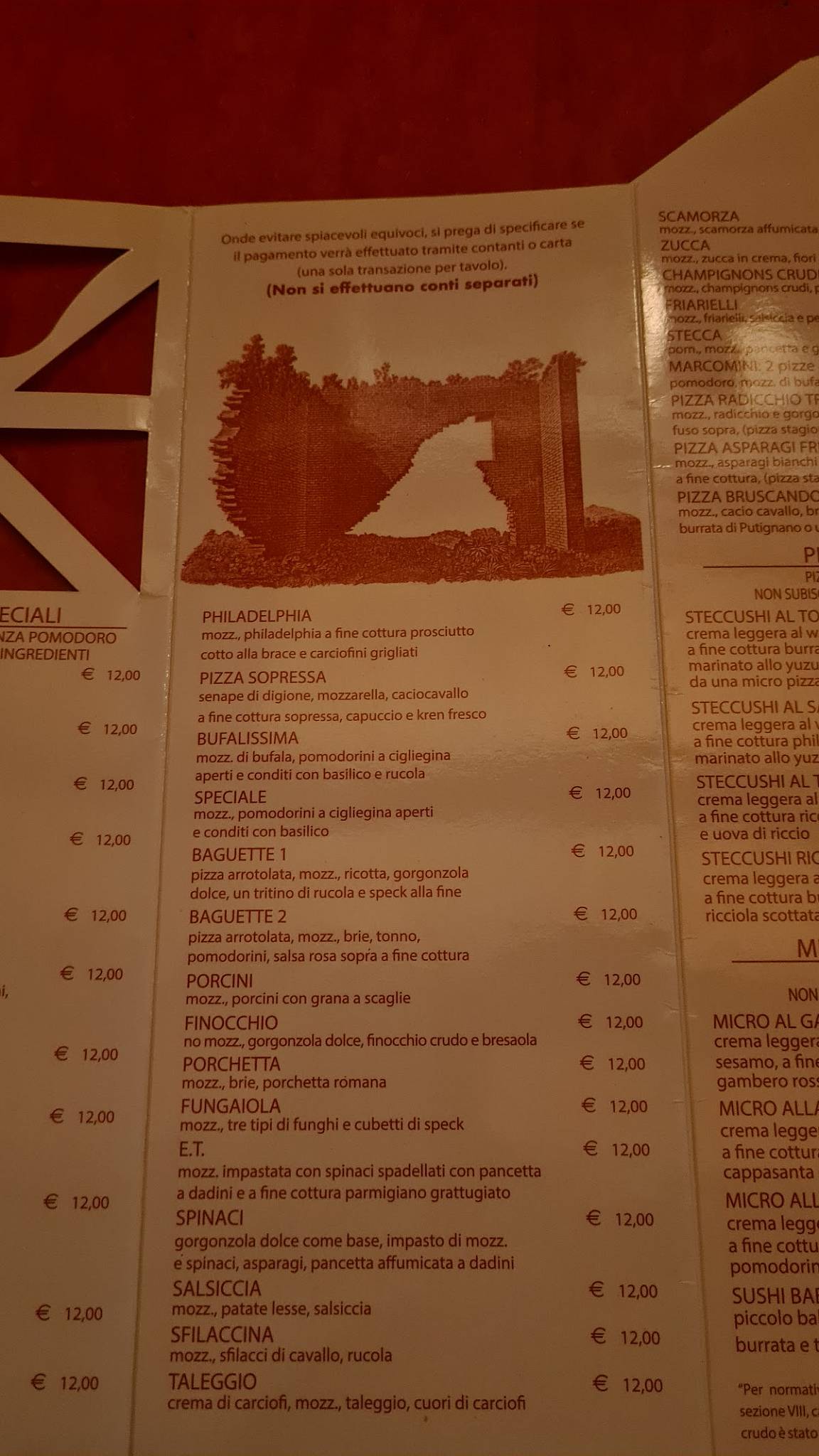 Menu di Pizzeria "Stecca" 