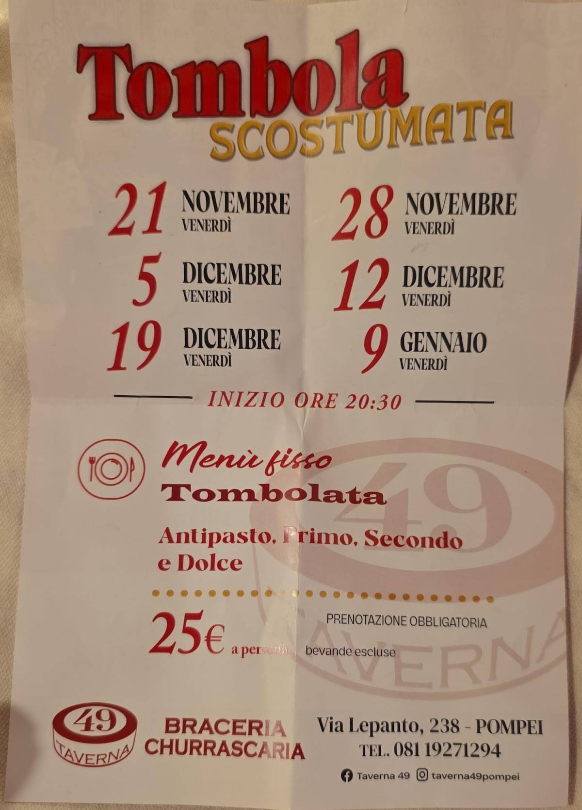 Menu di Taverna 49 