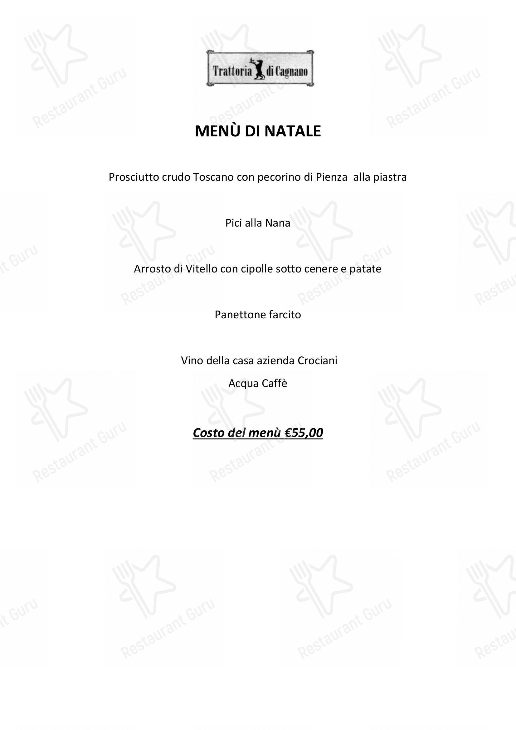 Trattoria di Cagnano in Montepulciano - Menu bar