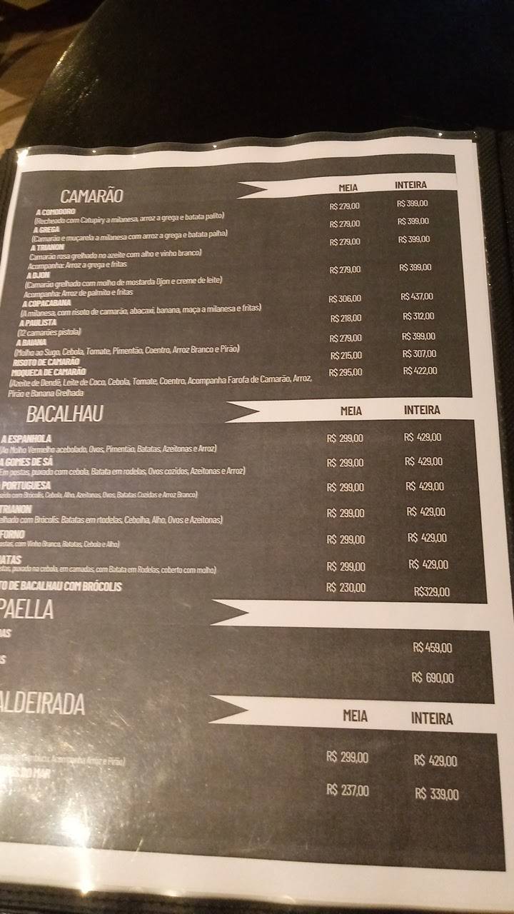 Trianon Restaurante e Pizzaria cardápio