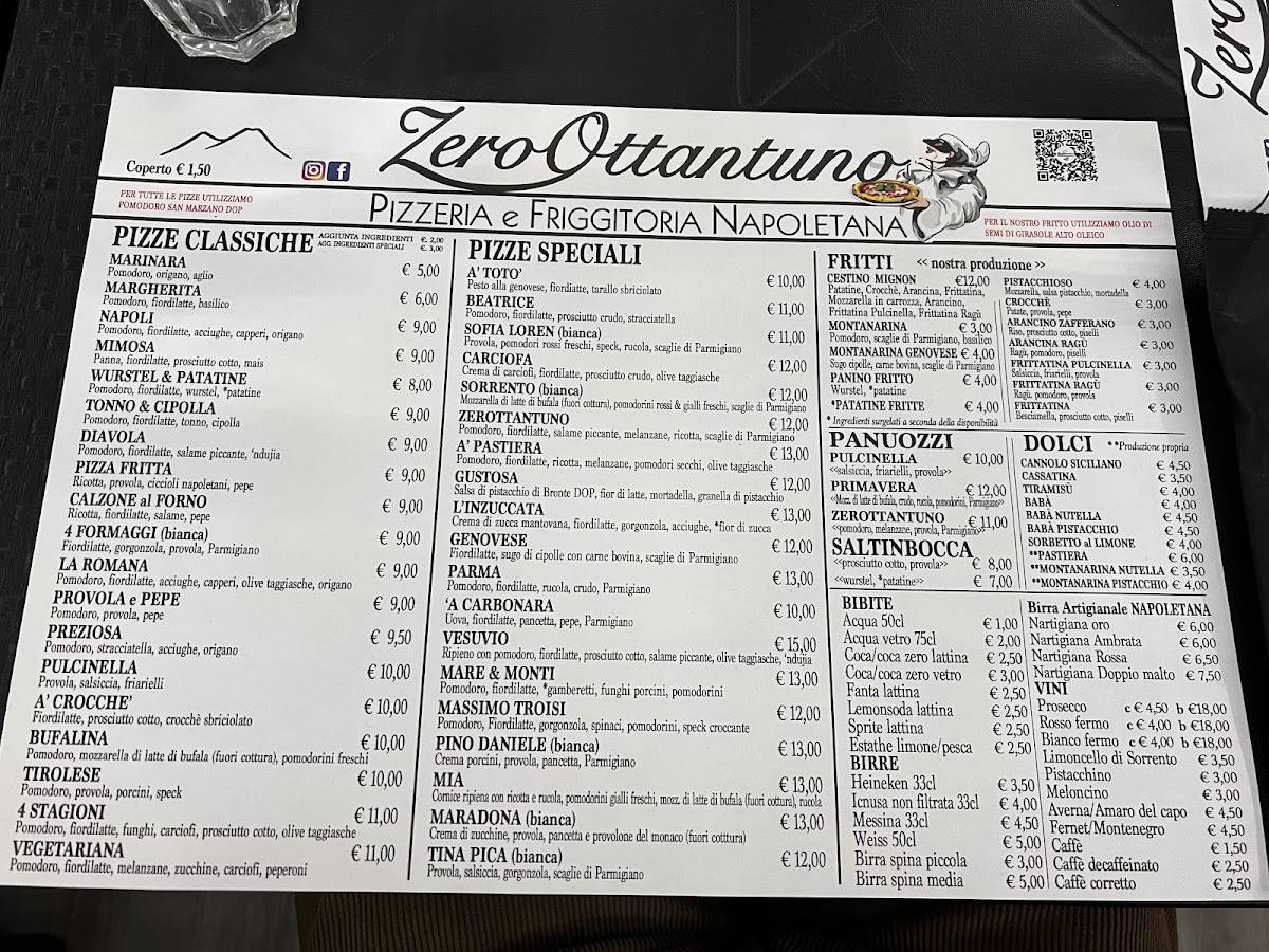 Menu di Pizzeria Zerottantuno 