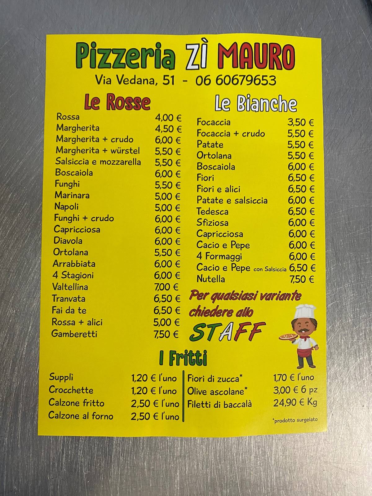 Menu di Pizzeria Zi' Mauro 