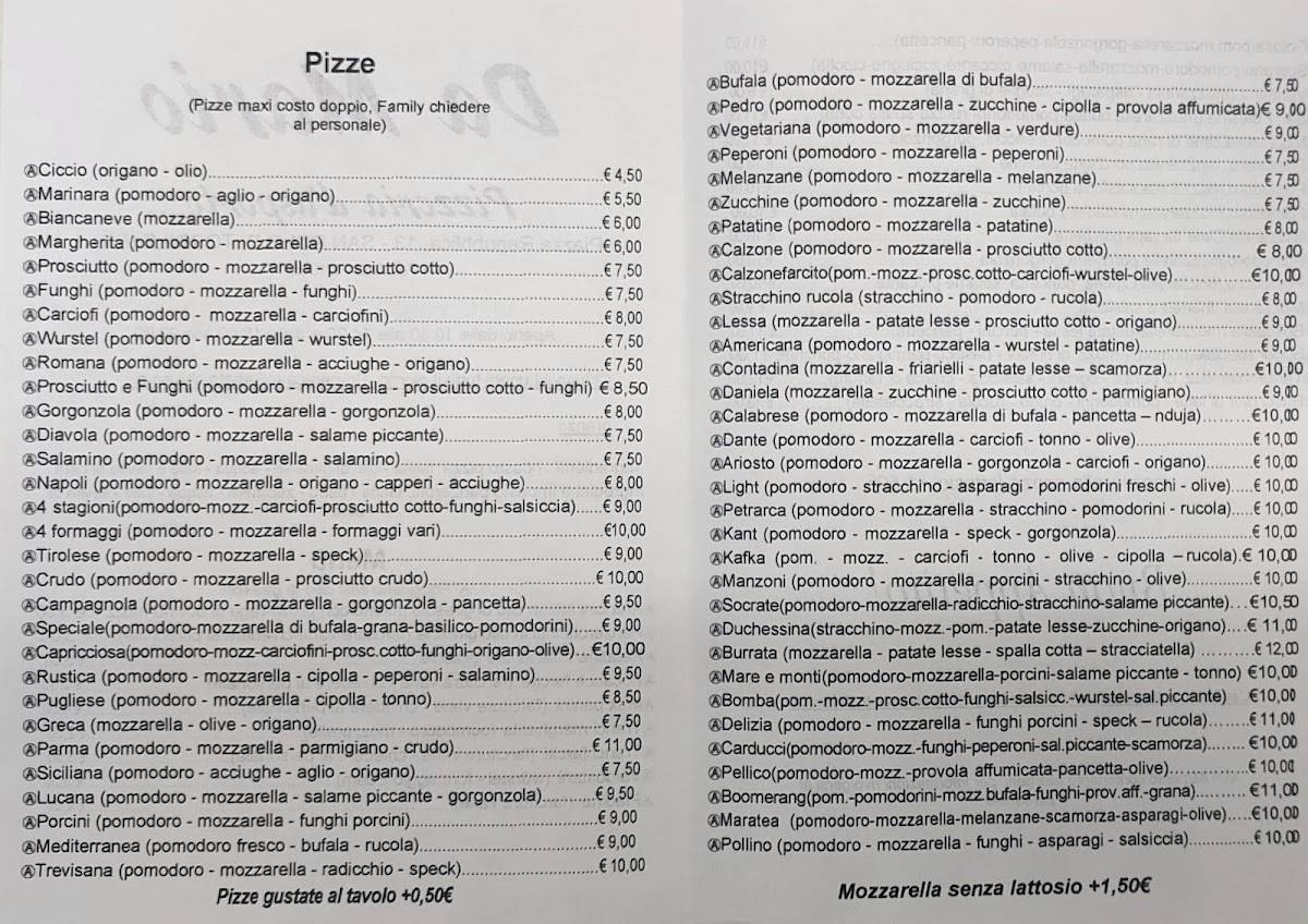 Menu di Pizzeria da Mario 