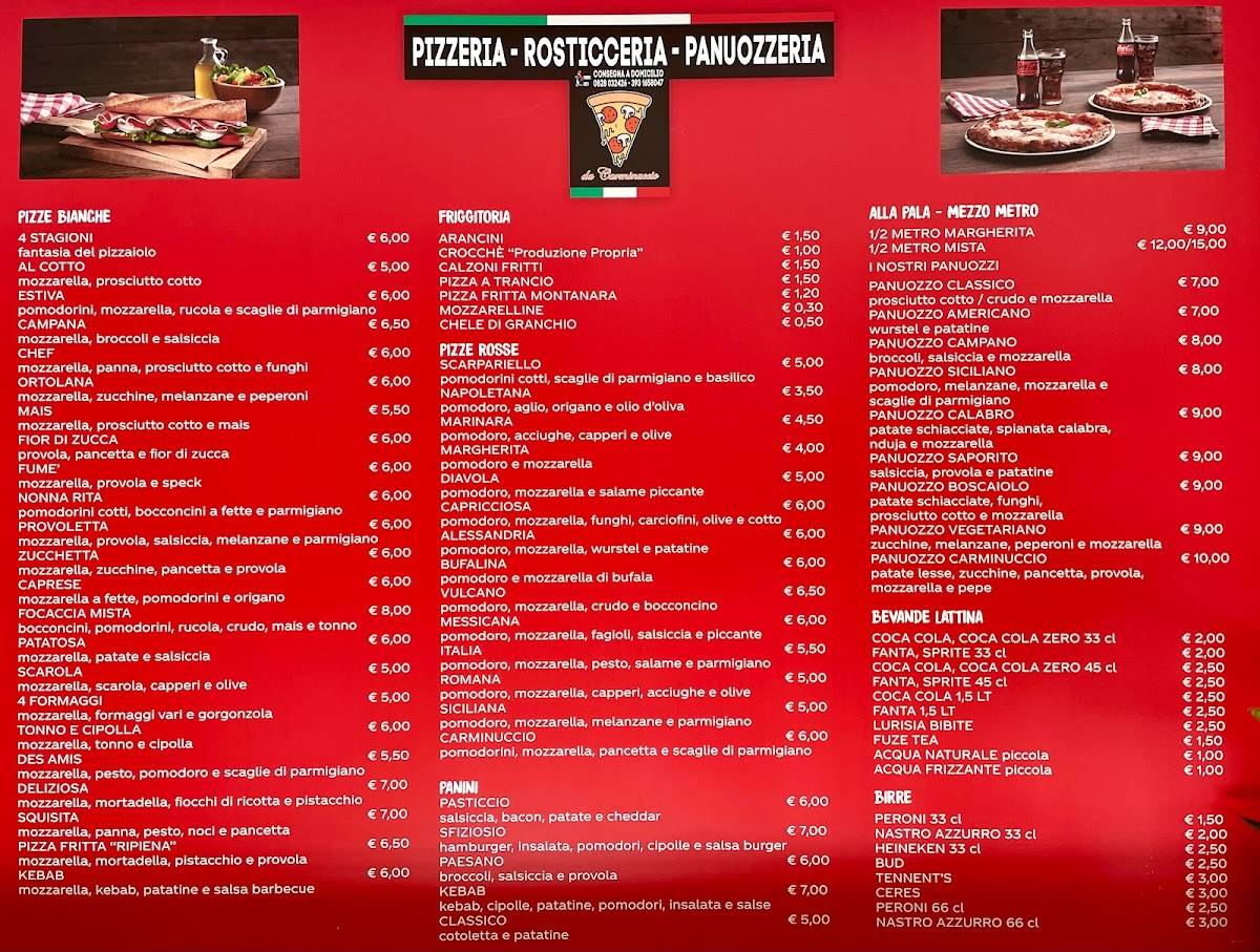 Menu di Pizzeria rosticceria da Carminuccio 