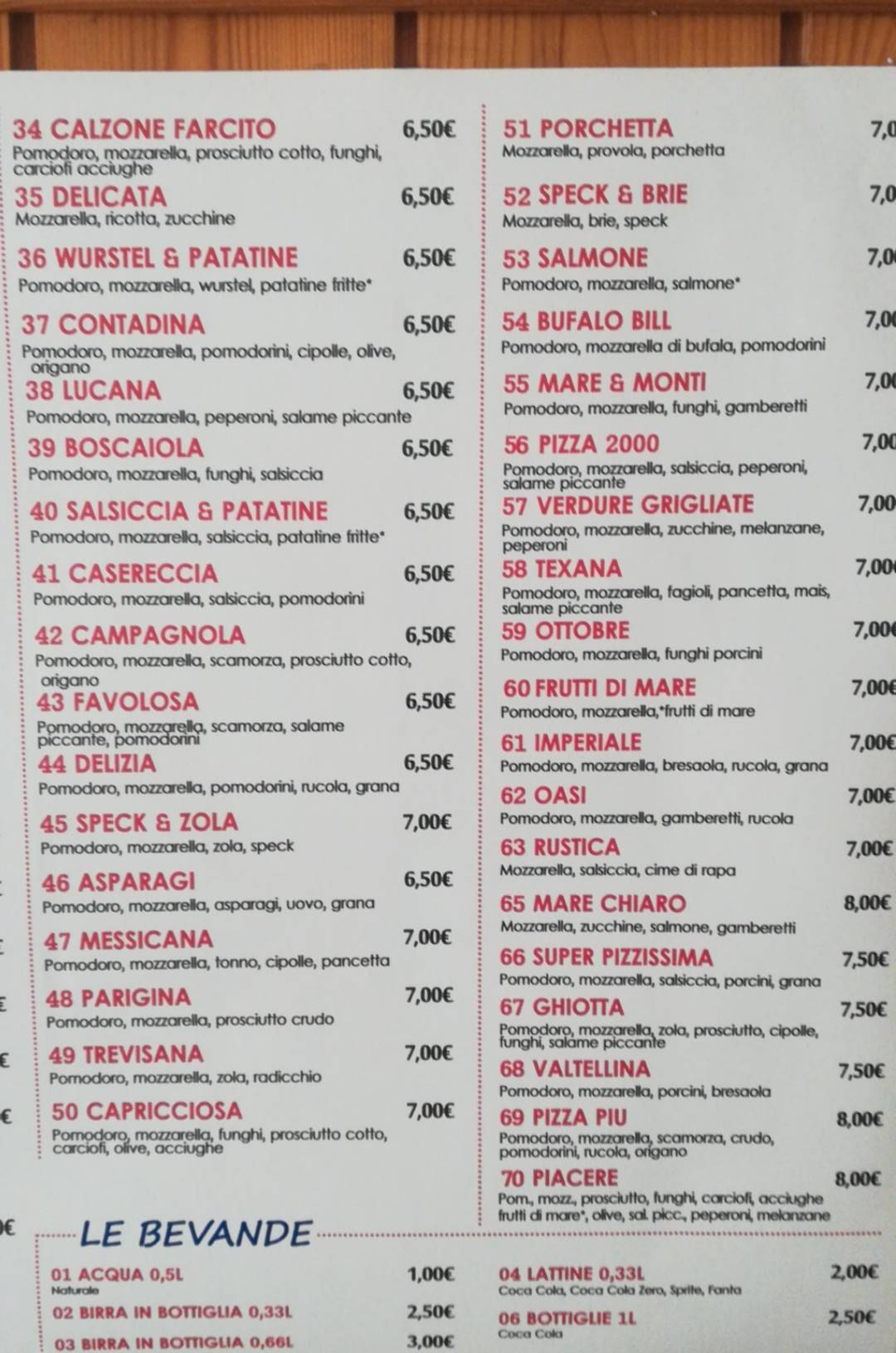 Menu di Pizzissima di Sito Giuseppe 
