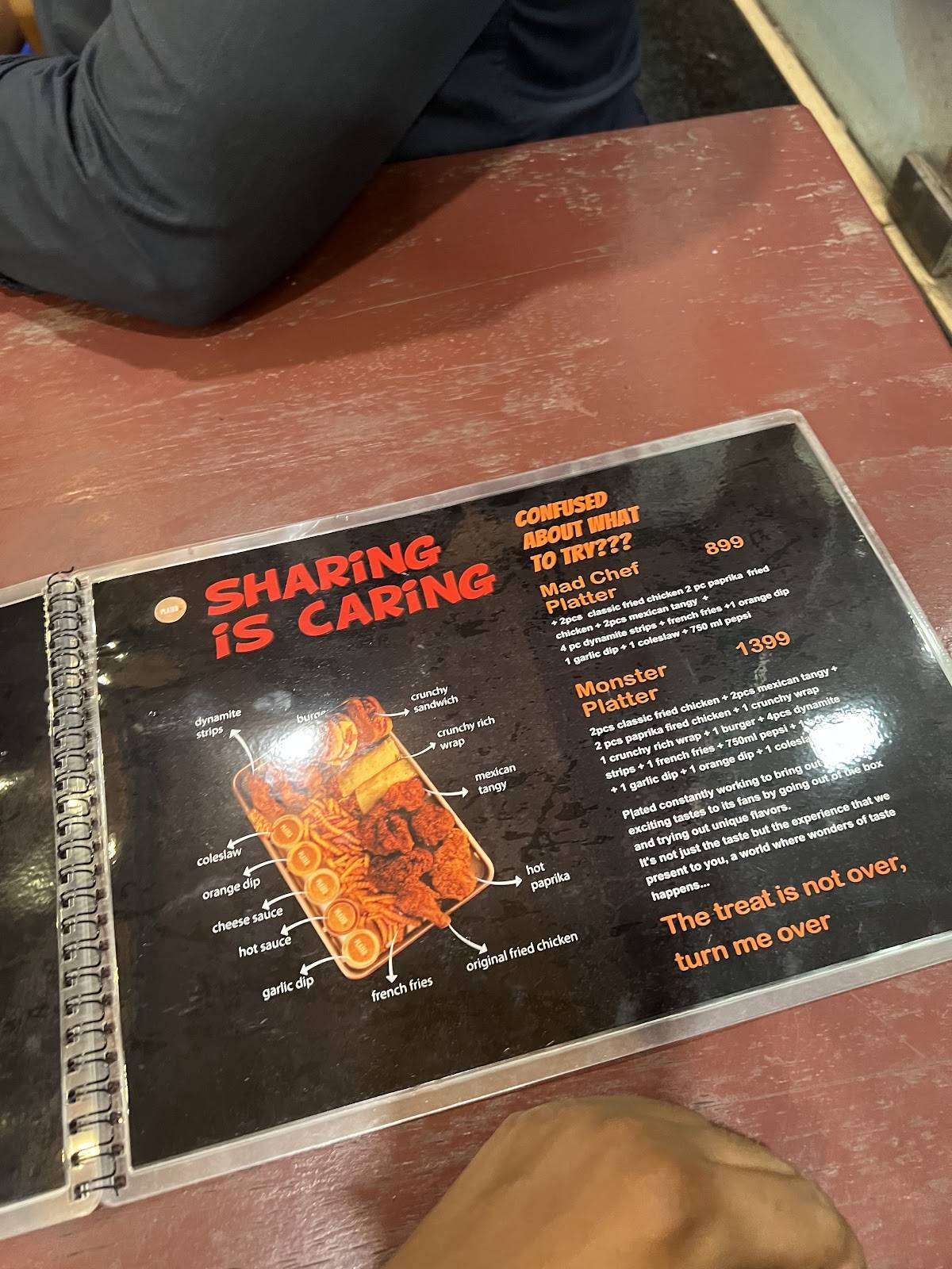 Plated Restaurant menu