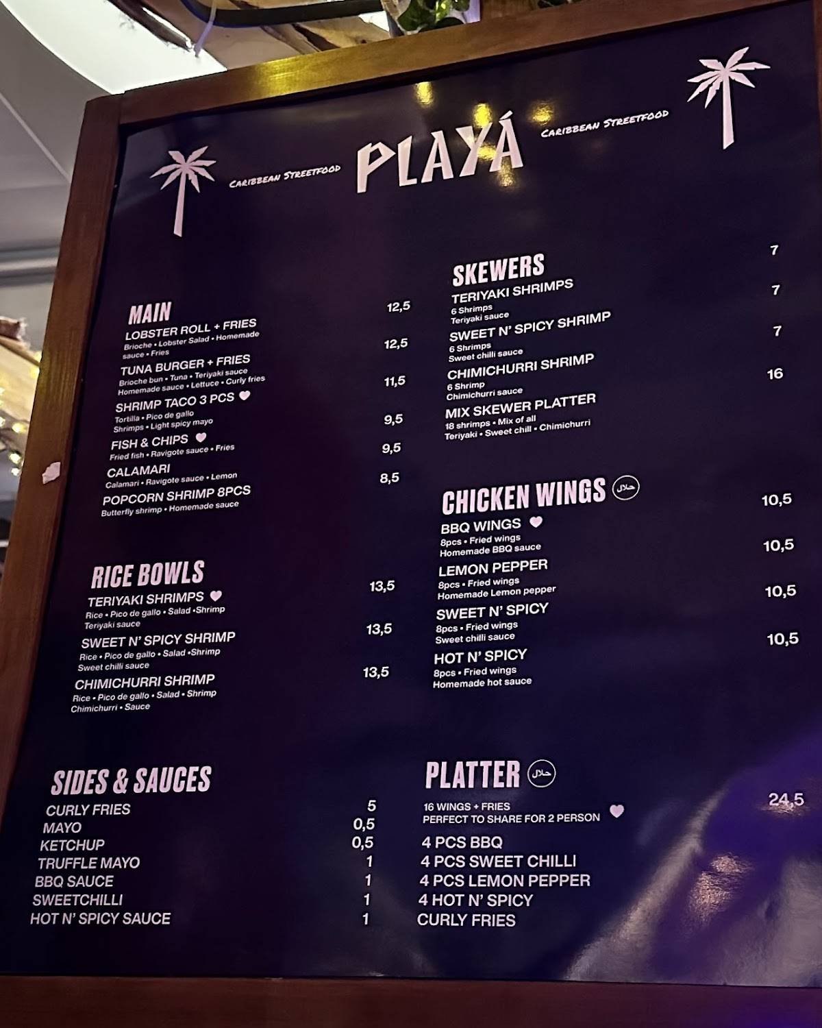 Menu de Playa Rotterdam