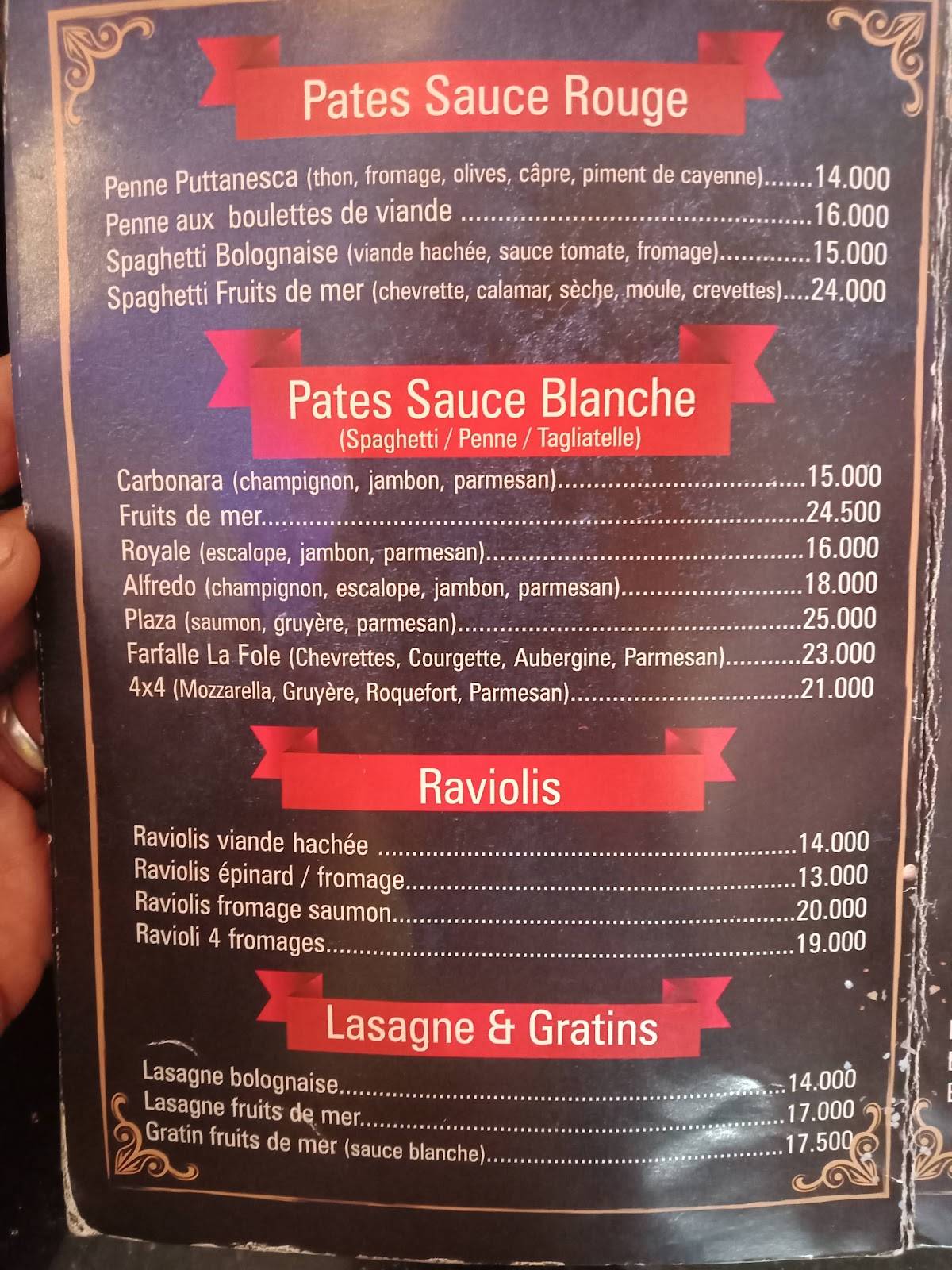 Menu de Plaza Resto