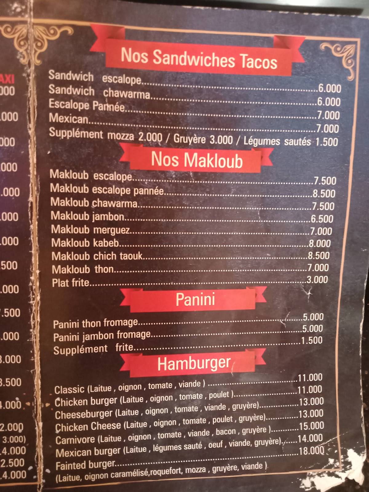 Menu de Plaza Resto