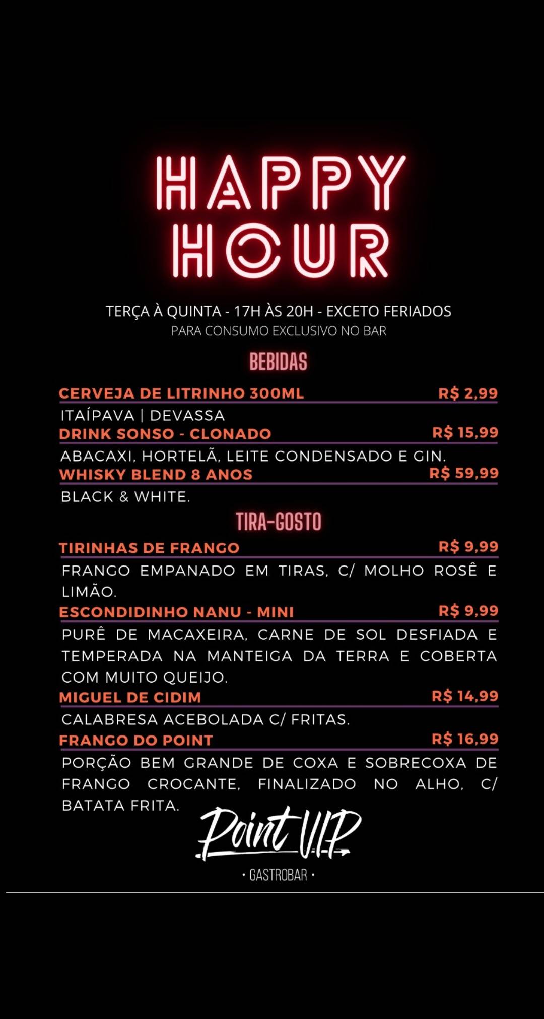 Point VIP Gastrobar cardápio