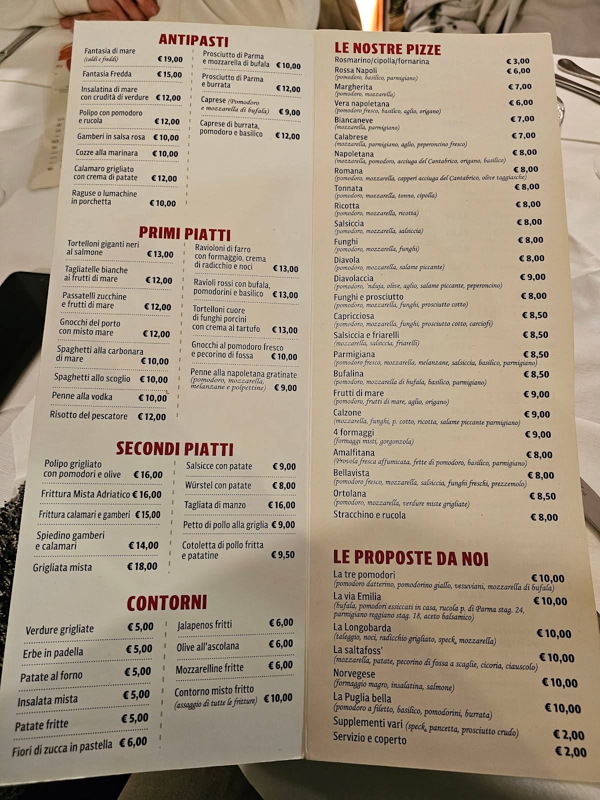 Menu di Pomodoro Senigallia 