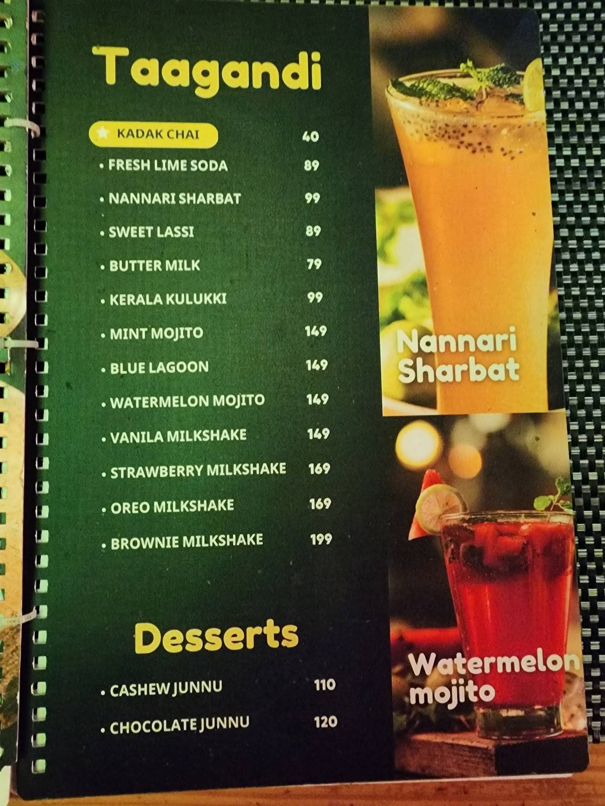 Pondy Parottas menu