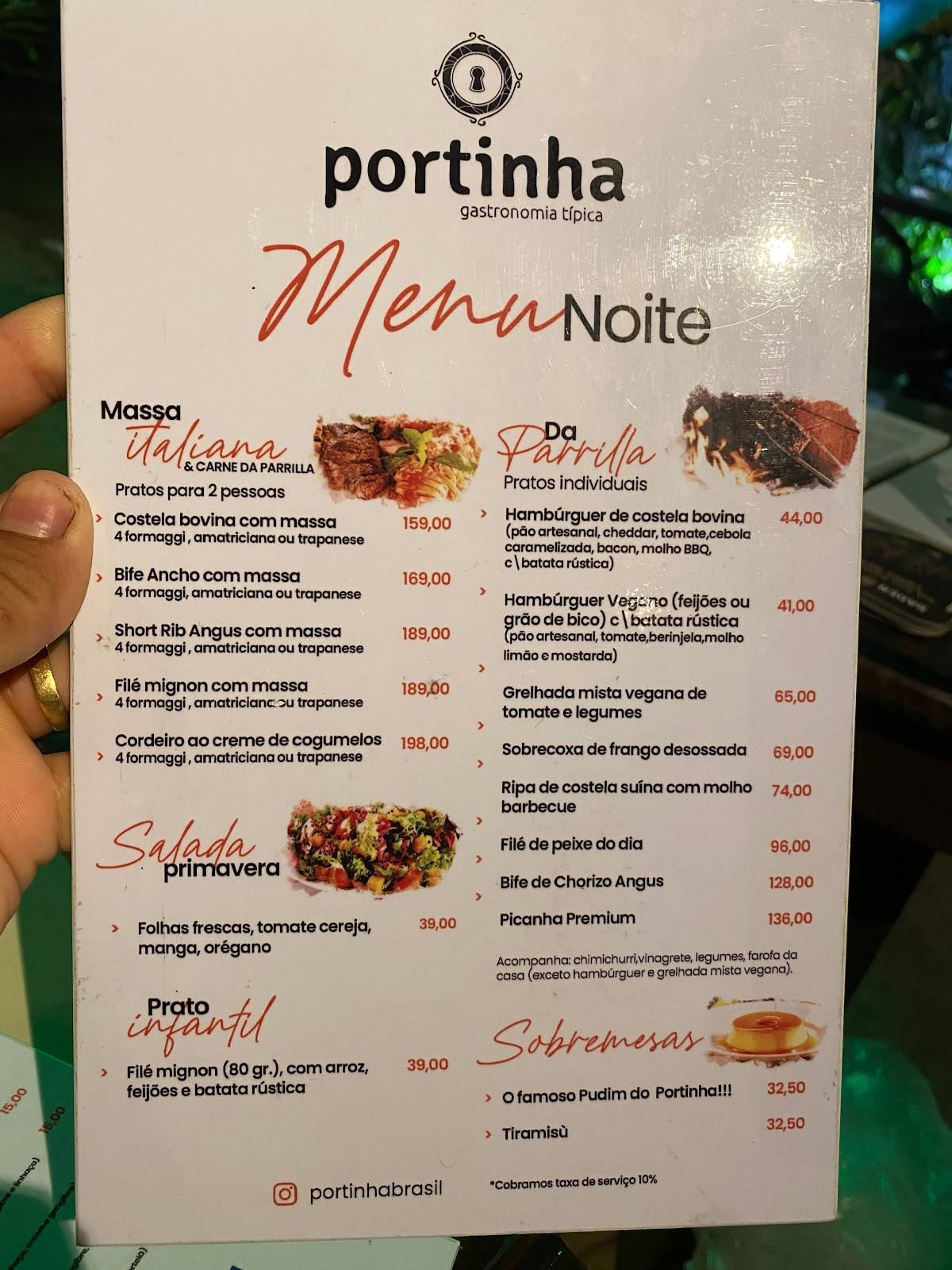 Portinha Gastronomia Arraial cardápio