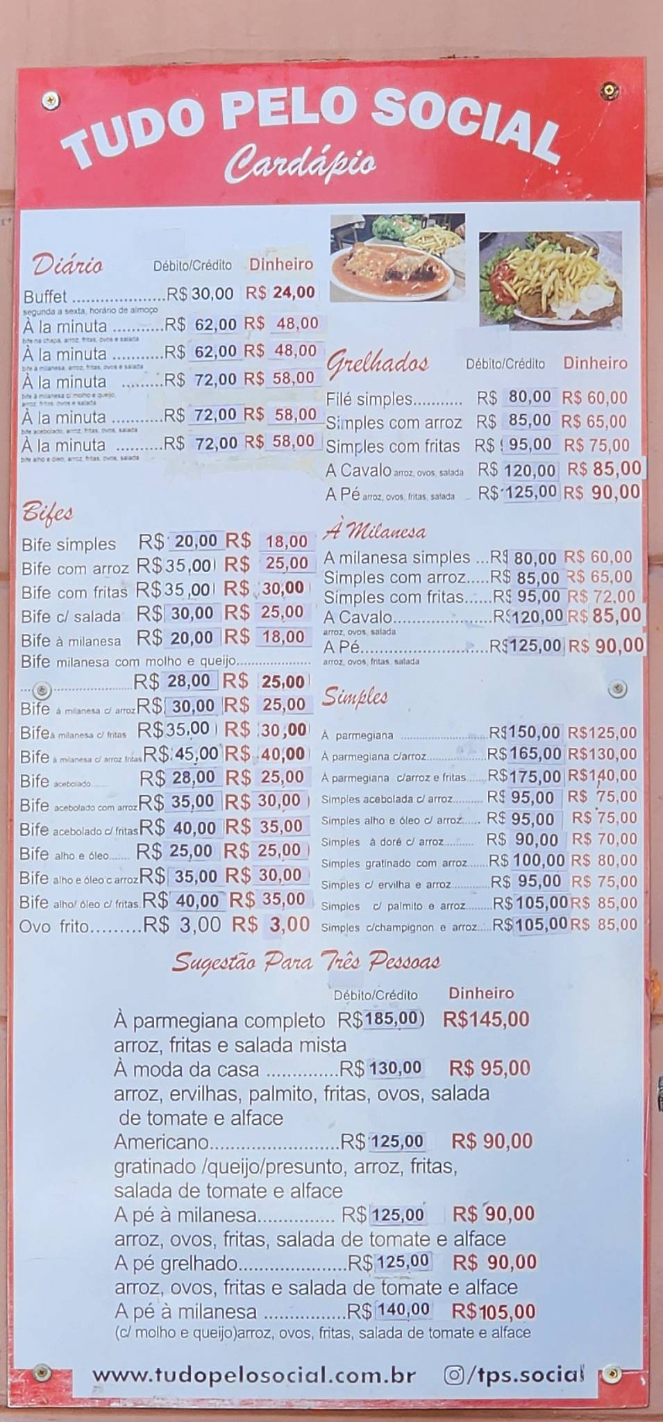 Tudo Pelo Social cardápio