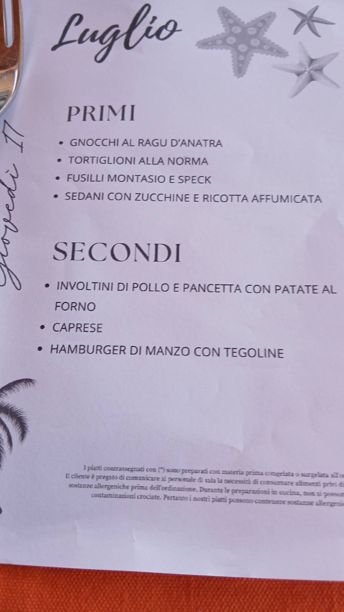 Menu di Ristorante Agricolo 