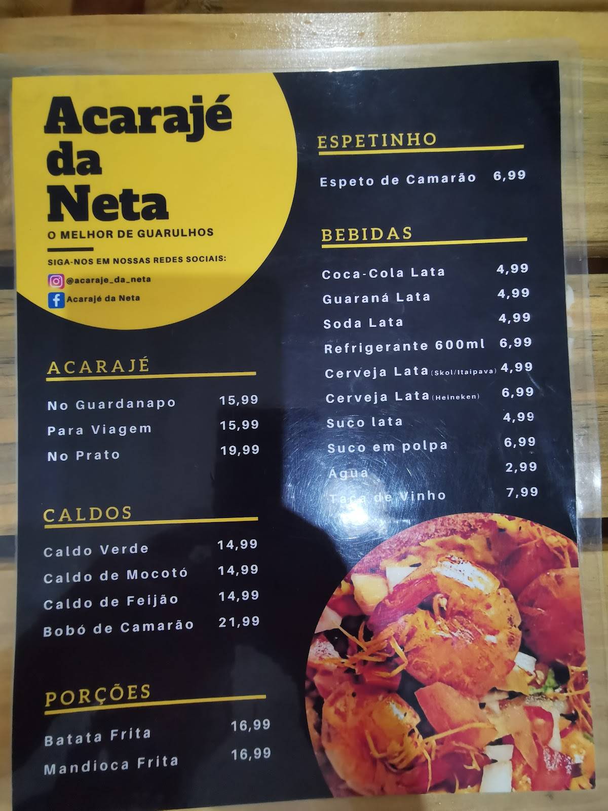 Acarajé da Neta cardápio