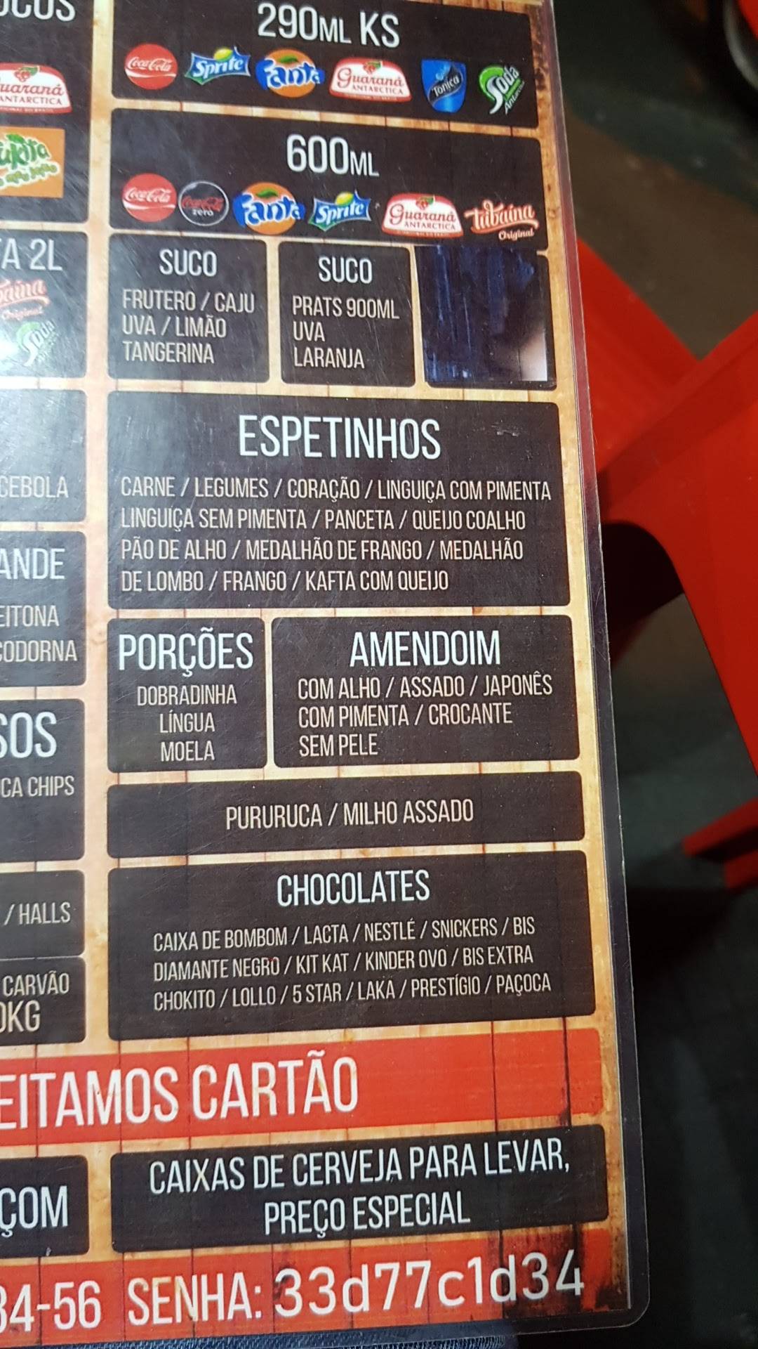 Bar da Nelma cardápio